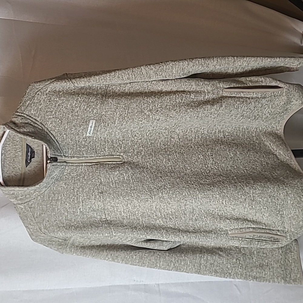 Mens Eddie Bauer Beige 1/4-Zip Fleece Pullover Sweater XXL